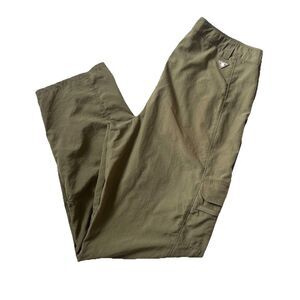 Columbia PFG Pants Womens M Green Nylon Cargo Fish Hiking Outdoor Roll Up FL8054